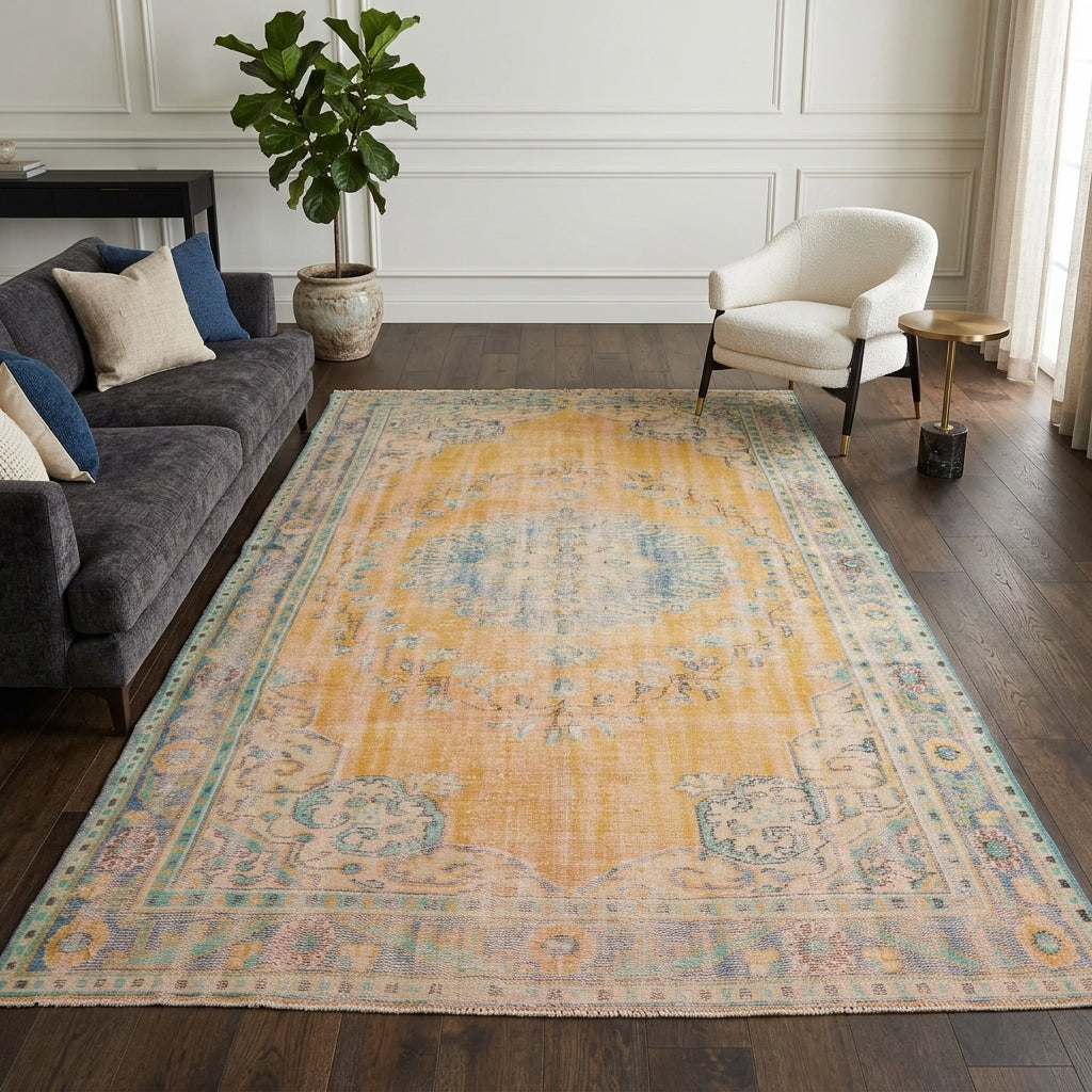 Tribal pattern on the Lysikrateia Erin vintage area rug – handmade in Anatolia, Turkey