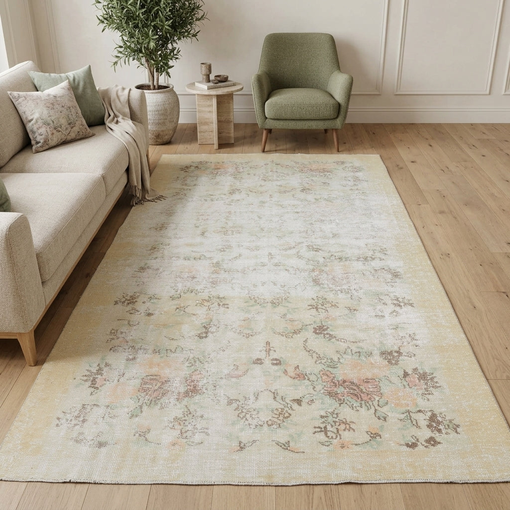Tribal pattern on the Berilsultan Esengun antique washed vintage area rug – handmade in Anatolia, Turkey