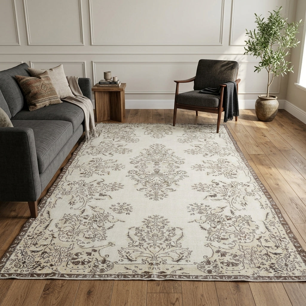 Oriental pattern on the Atlaspare Esmeralda vintage area rug – handmade in Anatolia, Turkey