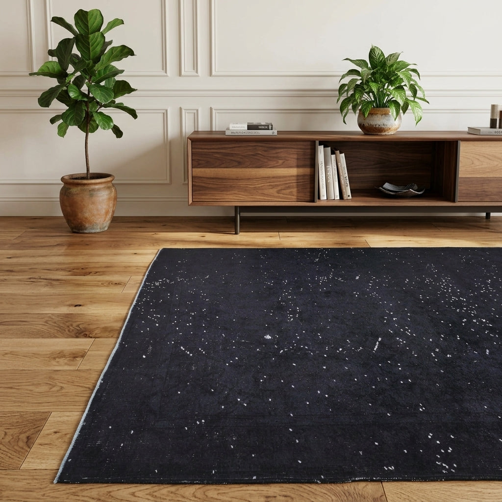 Solid - dots pattern on the Delphithea vintage area rug – handmade in Anatolia, Turkey