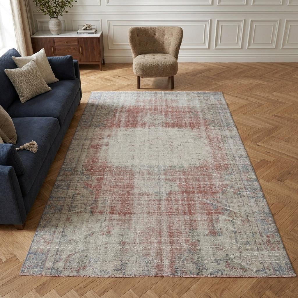 Tribal pattern on the Asusena Estelle vintage area rug – handmade in Anatolia, Turkey
