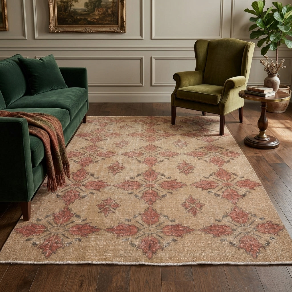 Abstract pattern on the Nilban vintage patchwork runner rug – handmade in Anatolia, Turkey