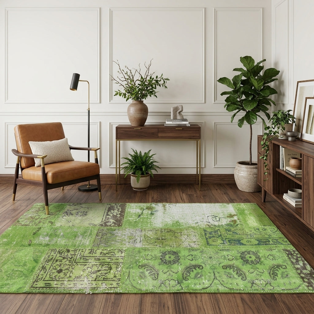 Abstract pattern on the Oykubahce overdyed vintage runner rug – handmade in Anatolia, Turkey