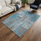 Abstract pattern on the Hipponoe vintage patchwork area rug – handmade in Anatolia, Turkey