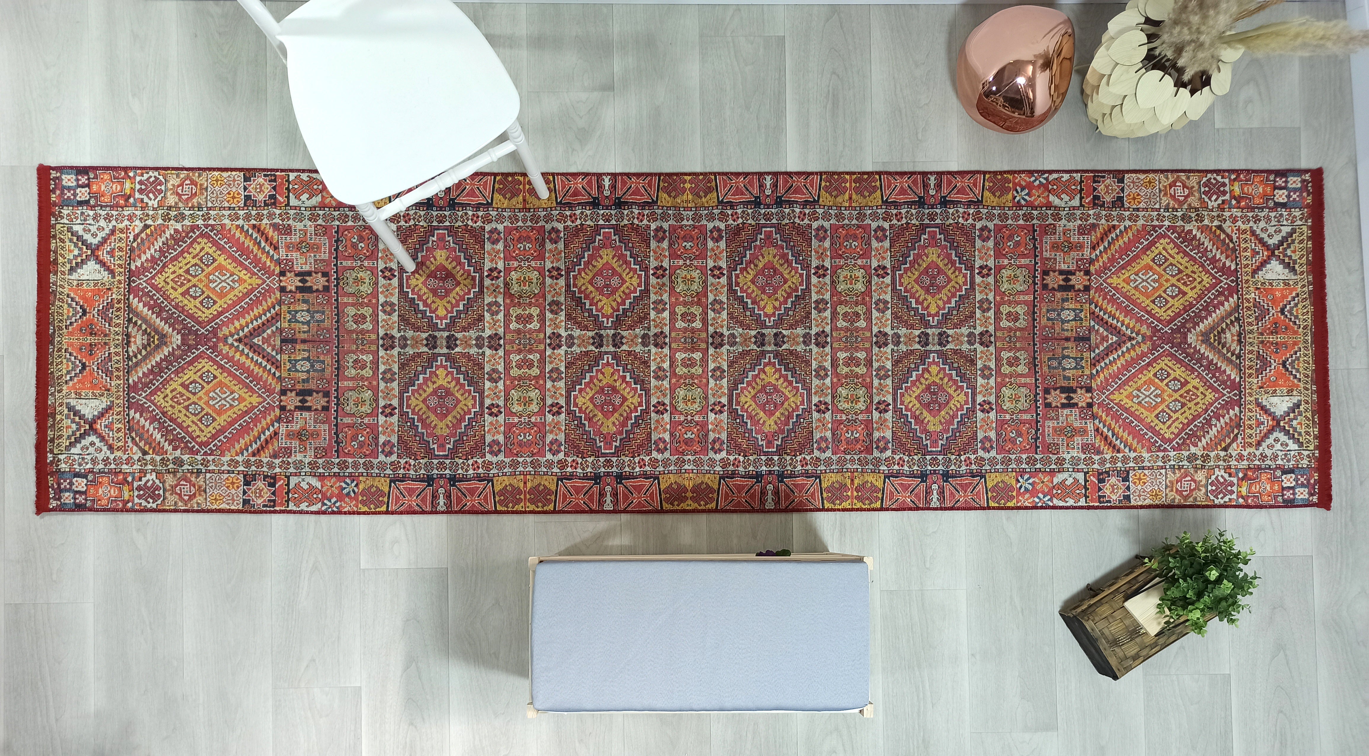 Persian Style Rug, Natural Ivory Colorful Geometry Rug