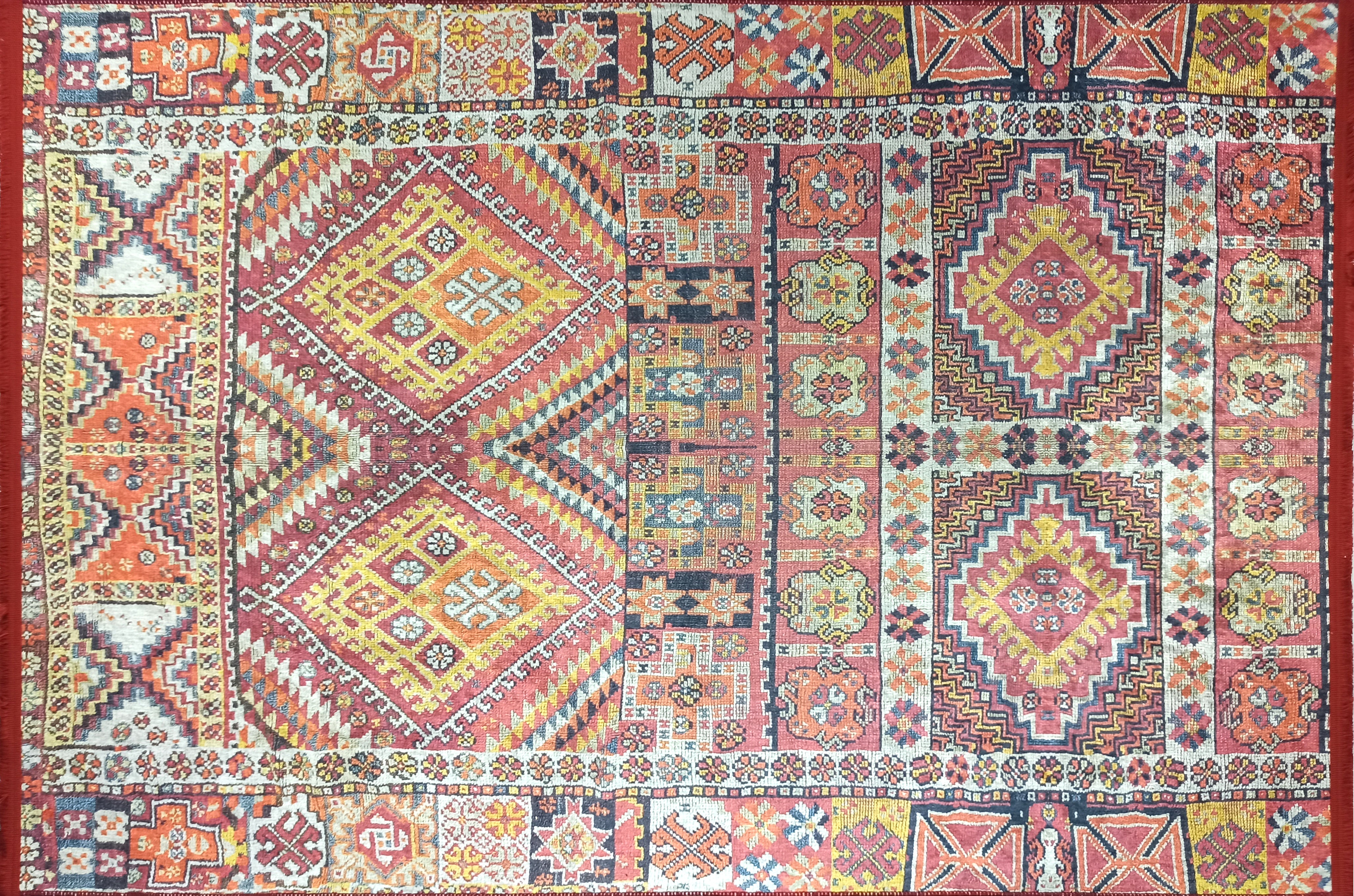 Persian Style Rug, Natural Ivory Colorful Geometry Rug