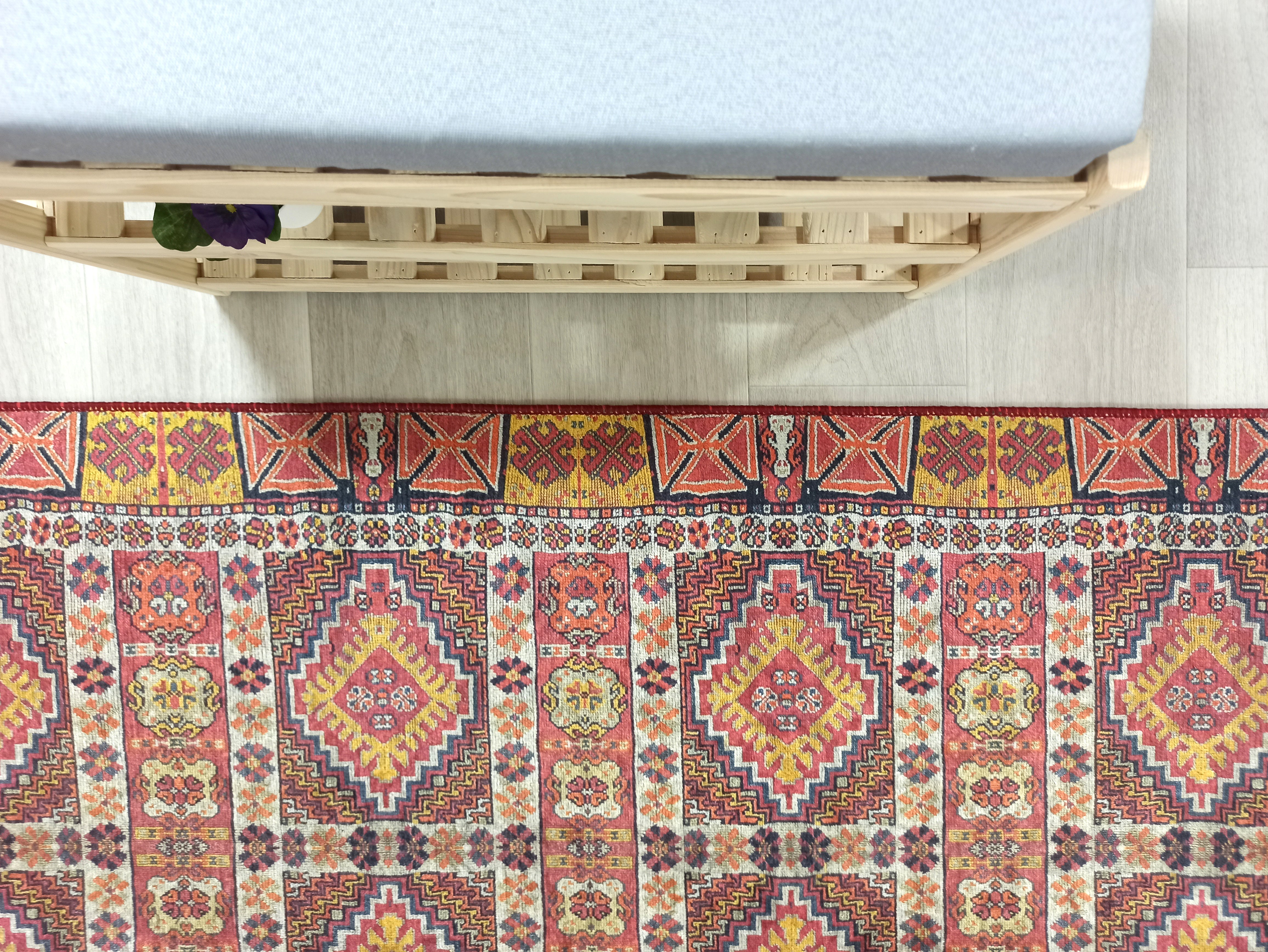 Persian Style Rug, Natural Ivory Colorful Geometry Rug