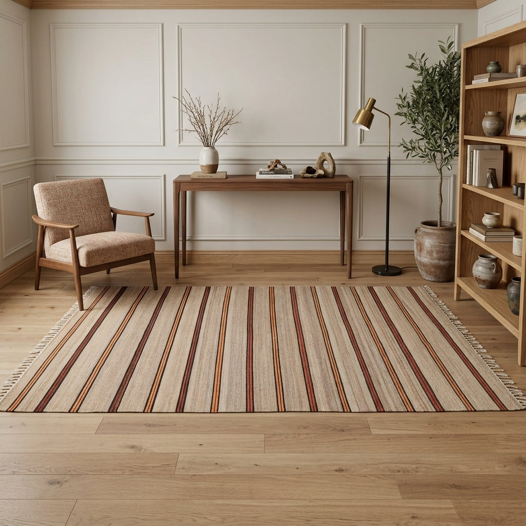 Striped pattern on the Perisultan vintage kilim runner rug – handwoven flatweave in Anatolia, Turkey