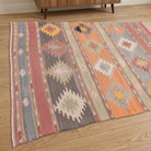 Ikat pattern on the Gulsah vintage kilim rug – handwoven flatweave in Sivas, Turkey