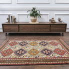 Ikat pattern on the Vuslatpeyker vintage kilim rug – handwoven flatweave in Anatolia, Turkey