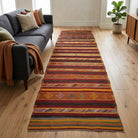 Striped pattern on the Nausomene vintage kilim runner rug – handwoven flatweave in Anatolia, Turkey