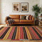 Striped pattern on the Naiaphyllis vintage kilim runner rug – handwoven flatweave in Anatolia, Turkey