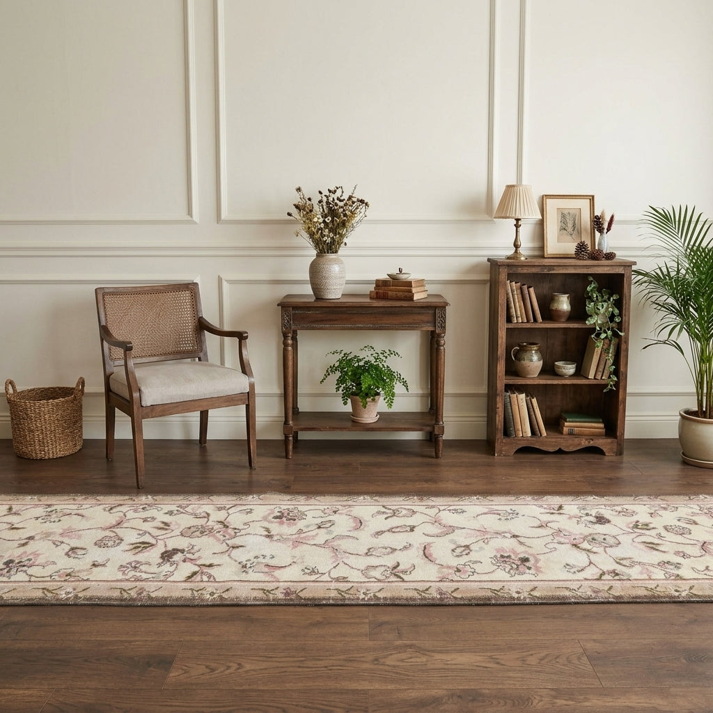 Floral pattern on the Ouranopnoe vintage runner rug – handmade in Anatolia, Turkey
