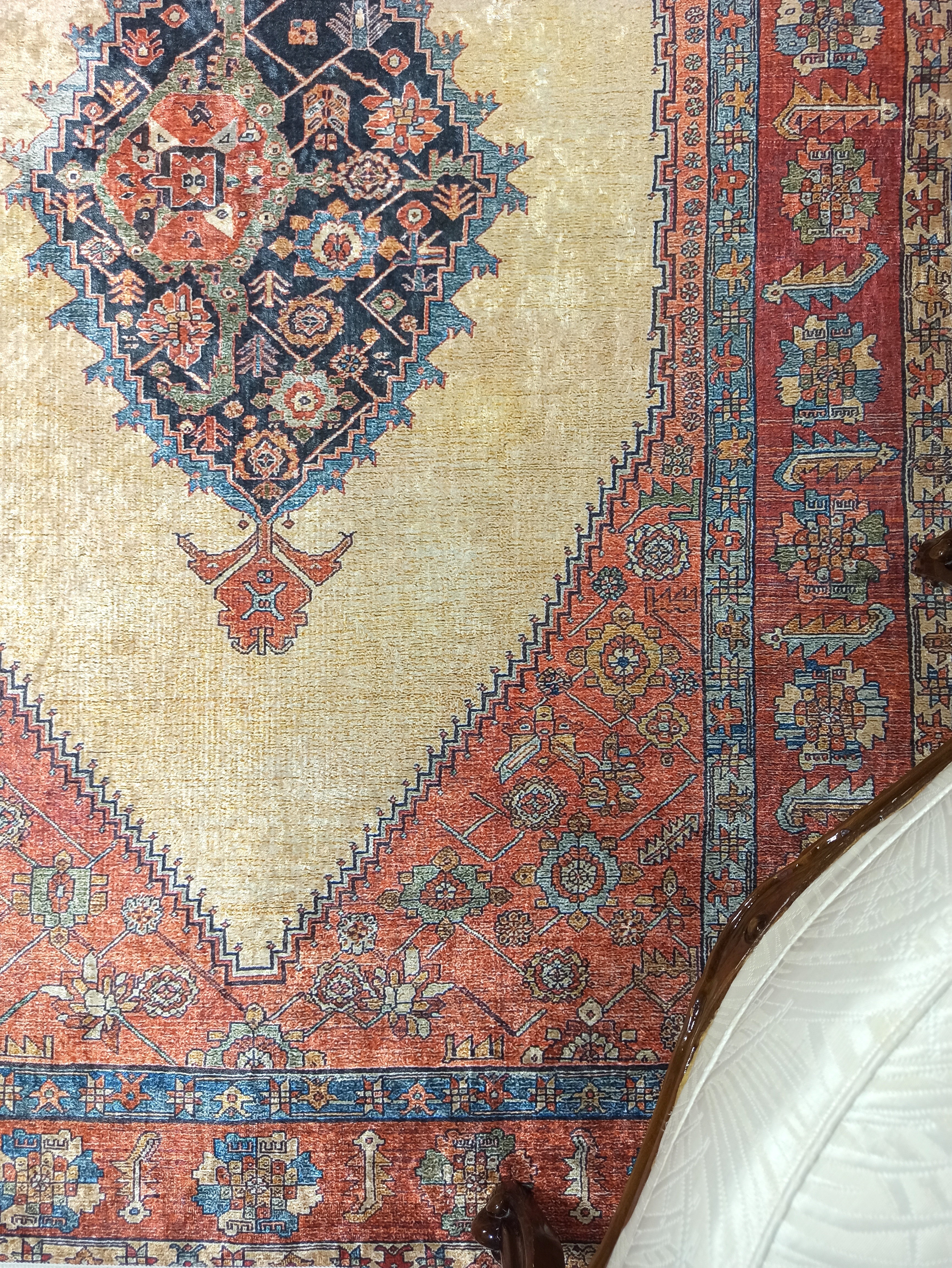 Persian Heriz Orange Beige Vintage Design Rug