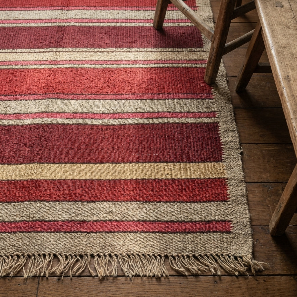 Striped pattern on the Vartitter Guher vintage kilim rug – handwoven flatweave in Sivas, Turkey