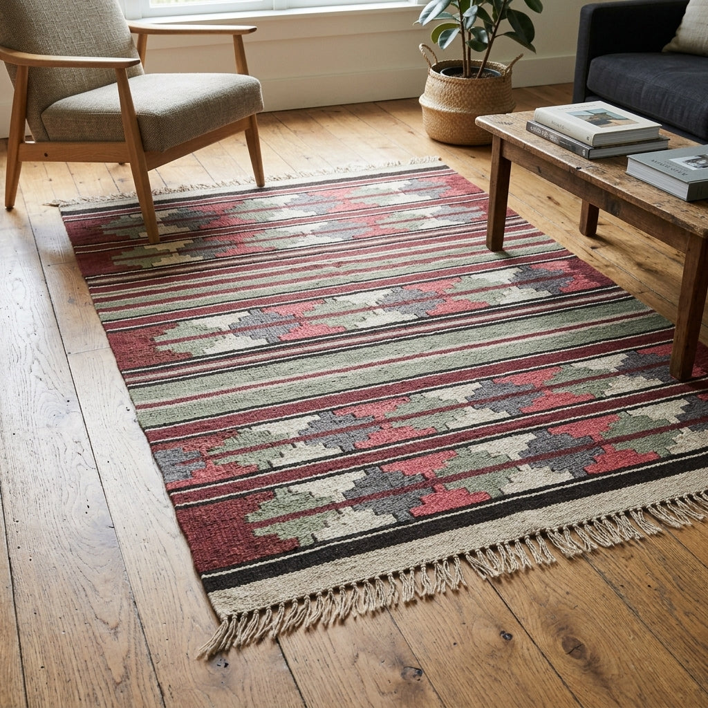 Tribal pattern on the Tubagonca Guldeste vintage kilim rug – handwoven flatweave in Sivas, Turkey