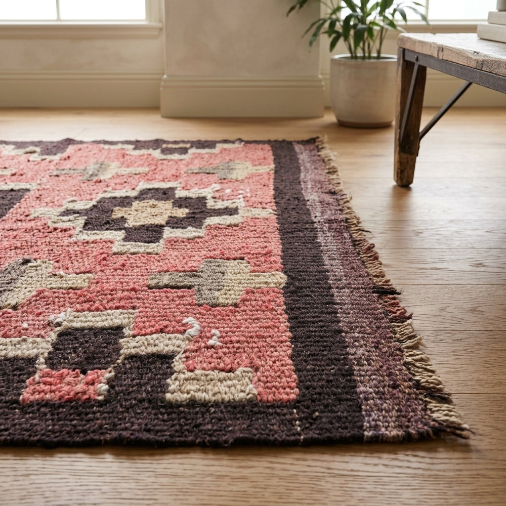 Ikat pattern on the Tarabsema Gulshah vintage kilim runner rug – handwoven flatweave in Sivas, Turkey