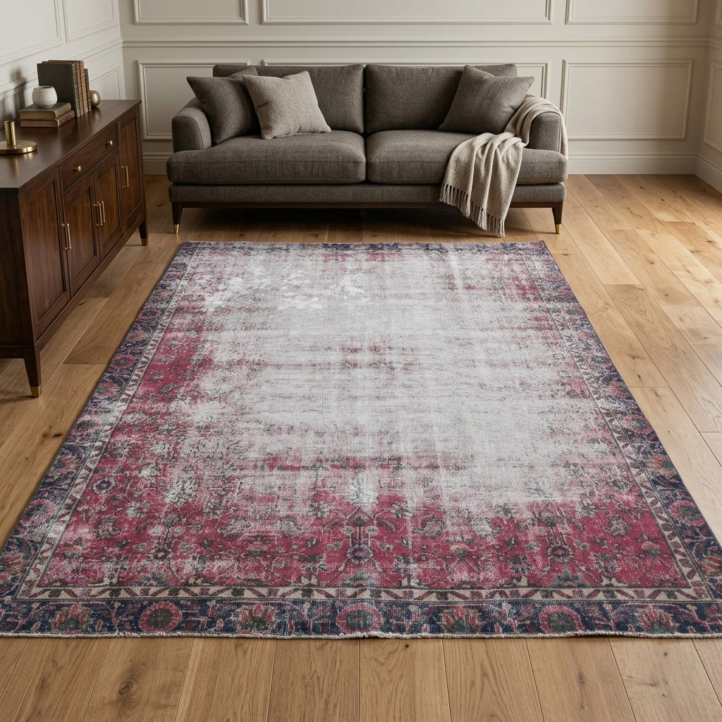 Oriental pattern on the Defnesever vintage area rug – handmade in Anatolia, Turkey