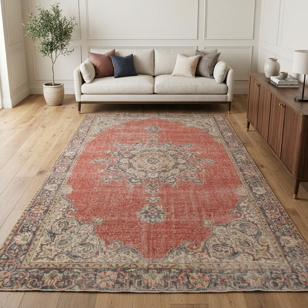 Oriental pattern on the Ahuter Fatmanur vintage area rug – handmade in the Persian region
