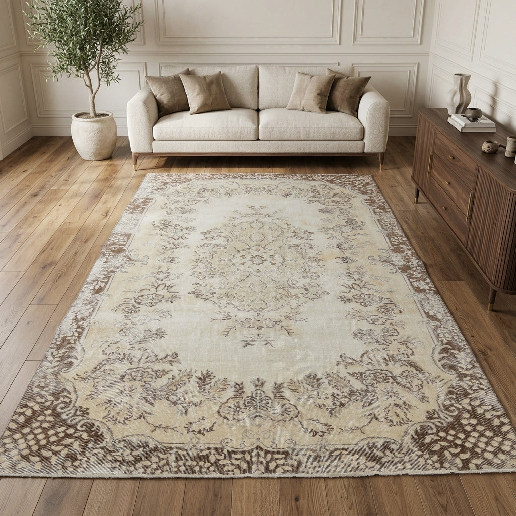 Tribal pattern on the Abant Ferzan vintage area rug – handmade in Anatolia, Turkey