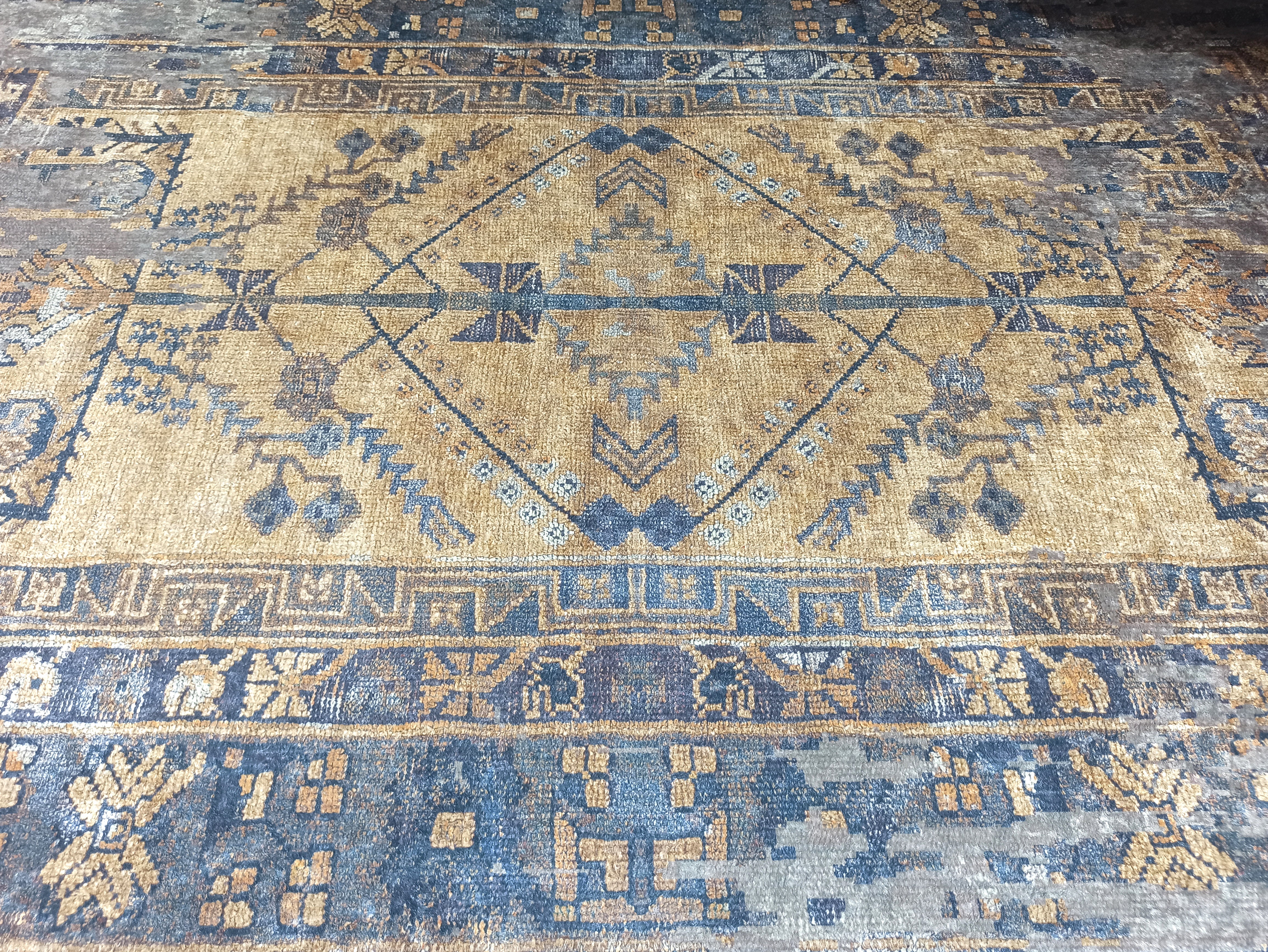 Persian Style Brown Yellow Vintage Design Farmhouse Rug