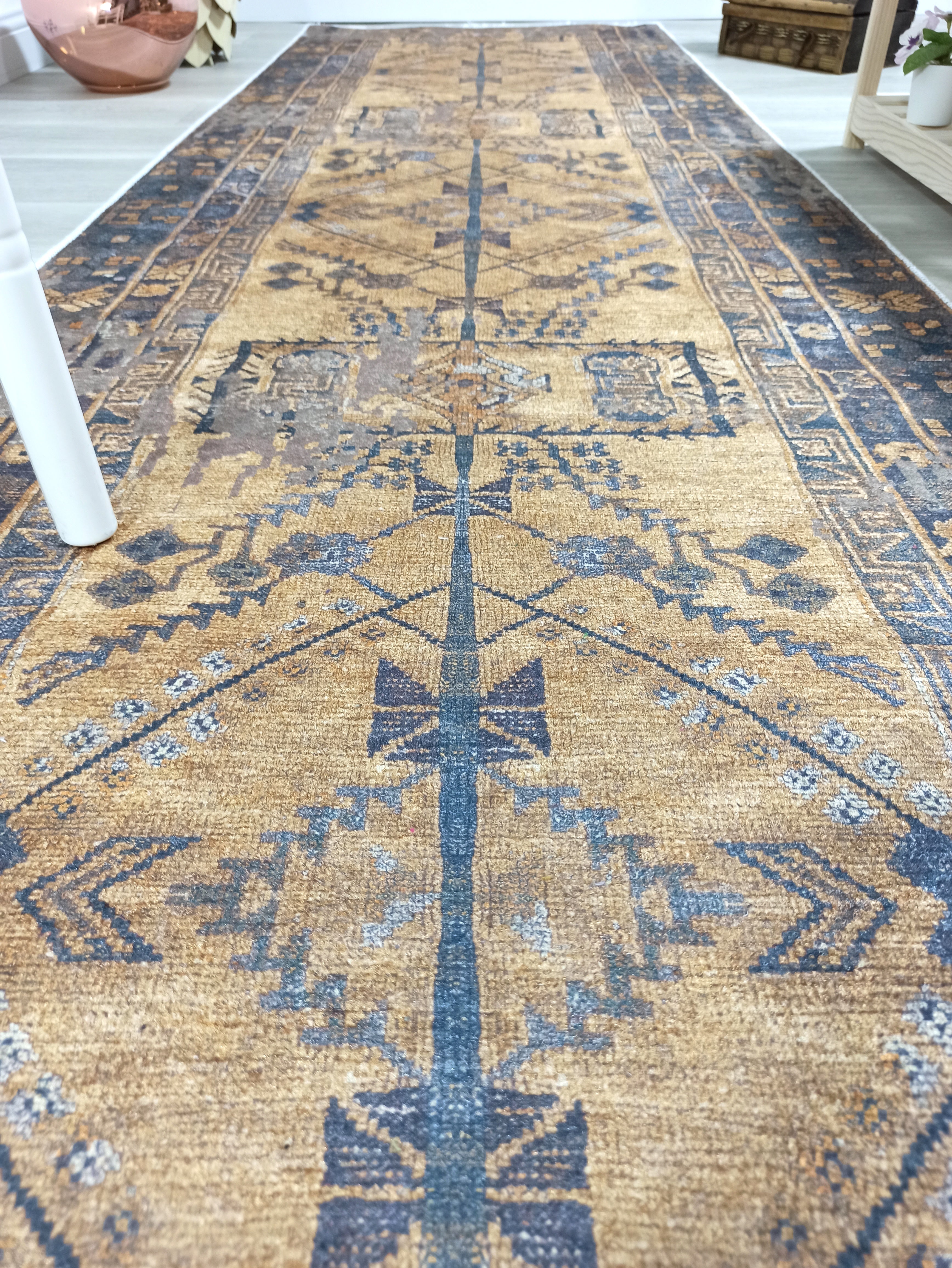 Persian Style Brown Yellow Vintage Design Farmhouse Rug