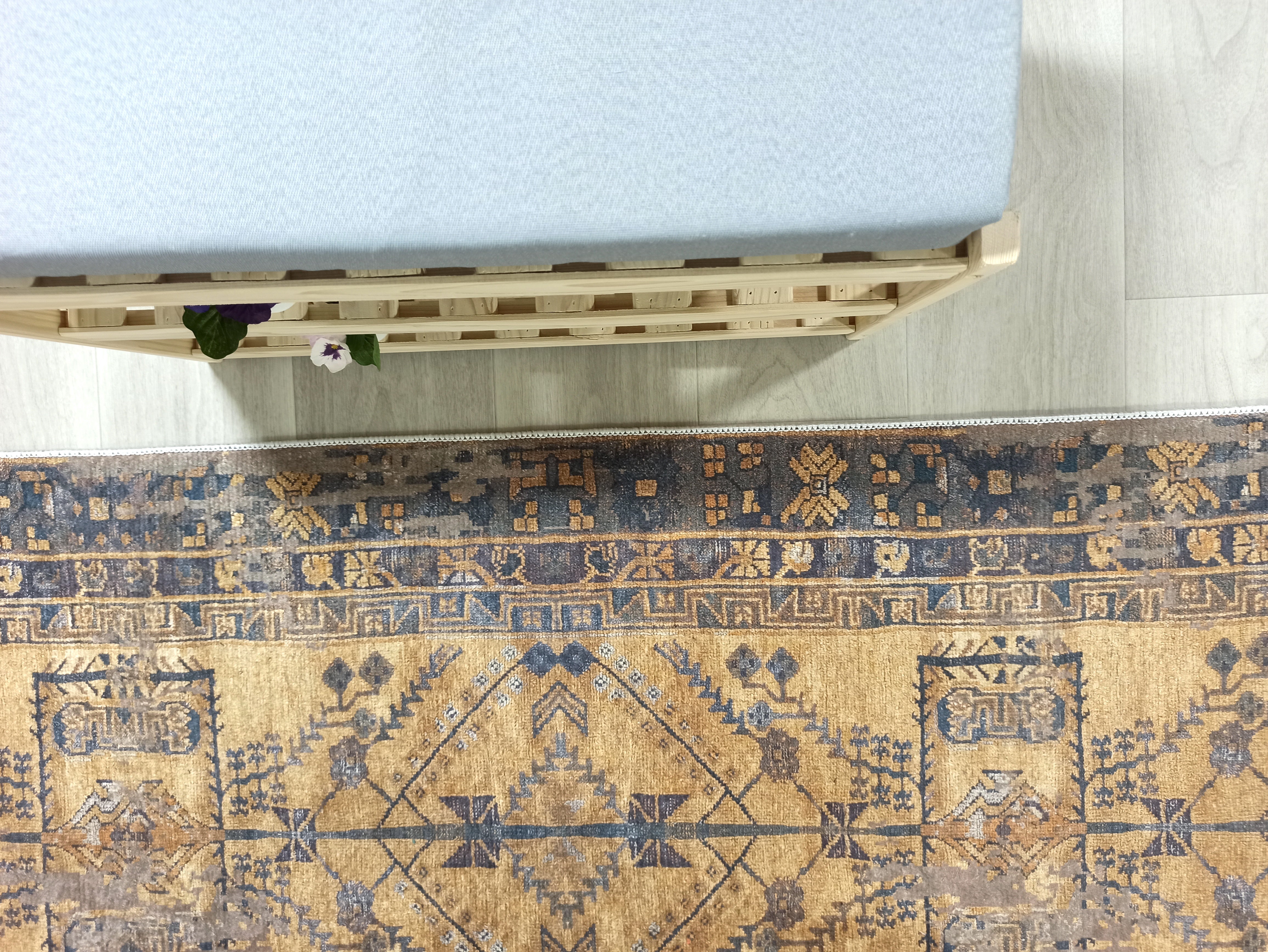 Persian Style Brown Yellow Vintage Design Farmhouse Rug