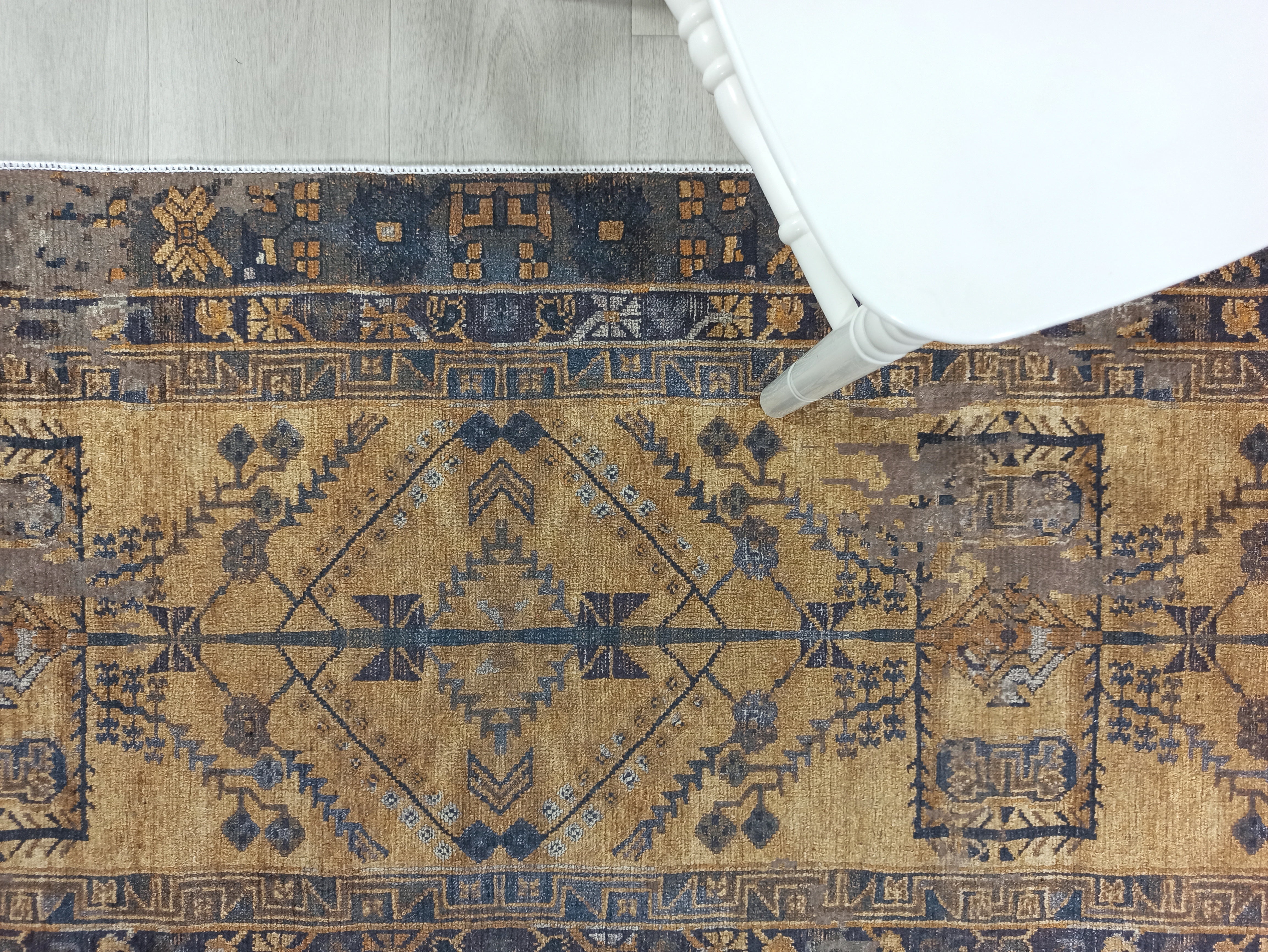 Persian Style Brown Yellow Vintage Design Farmhouse Rug