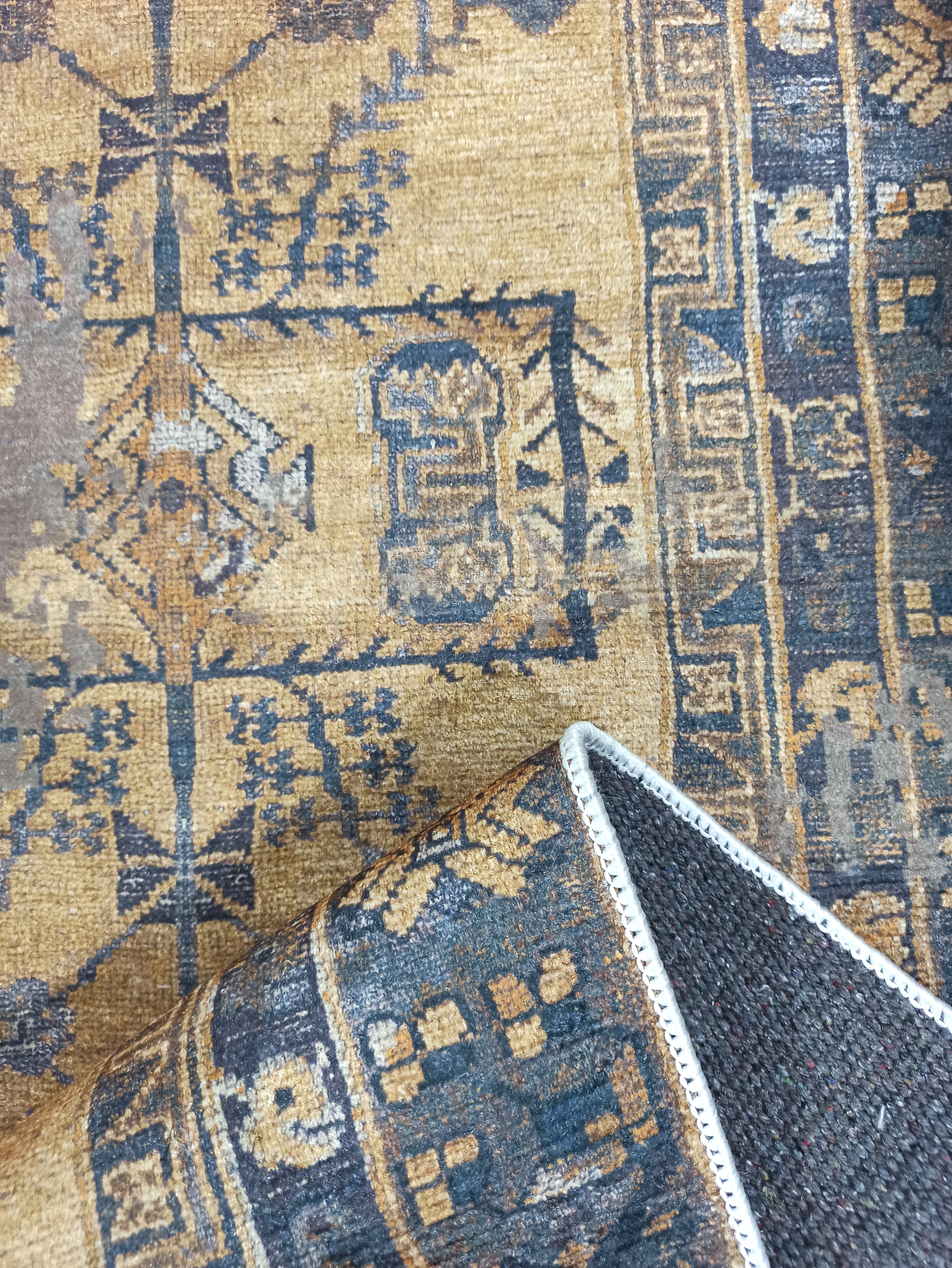 Persian Style Brown Yellow Vintage Design Farmhouse Rug