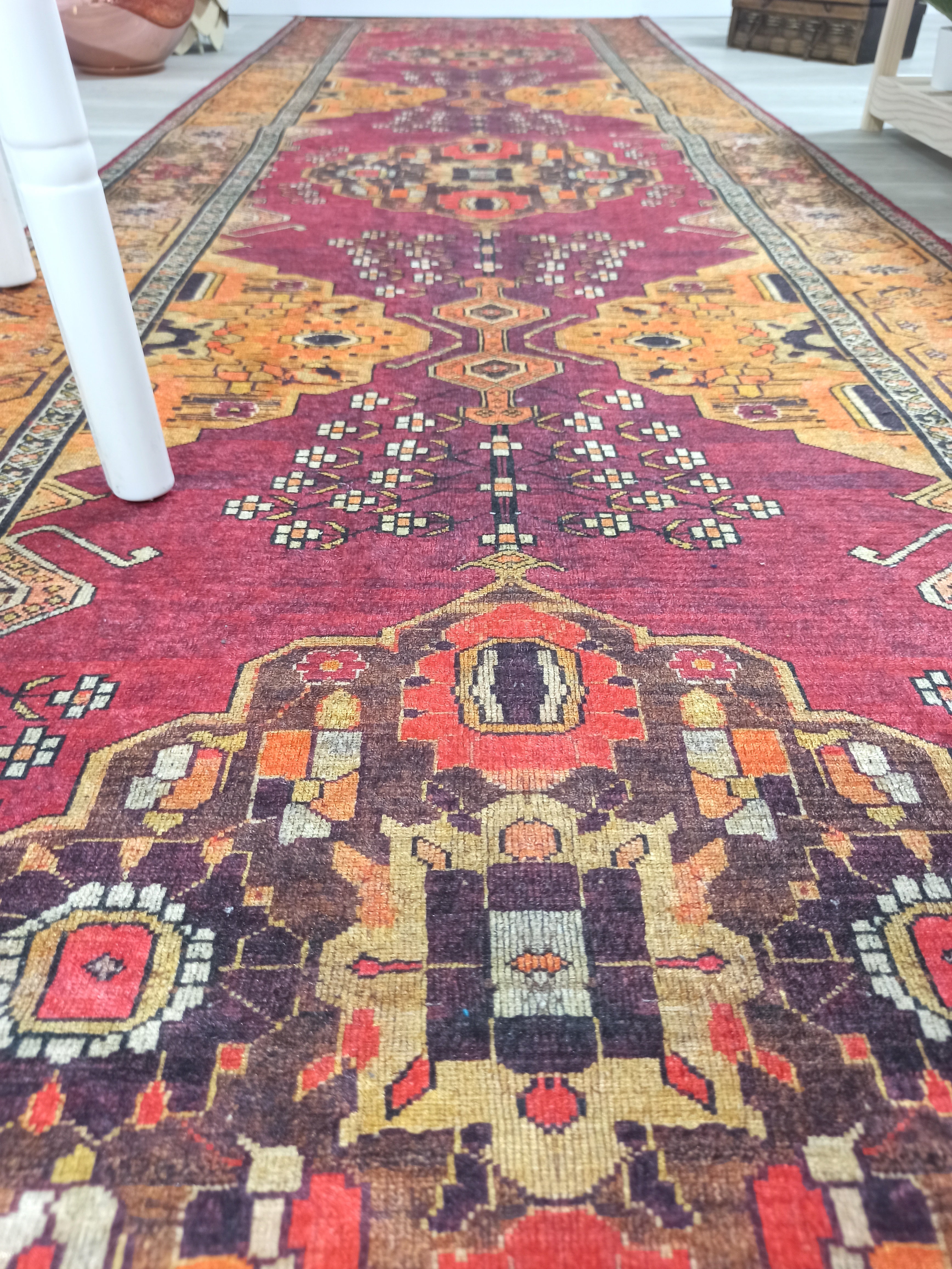 Turkish Oushak Dark Red Beige Rug