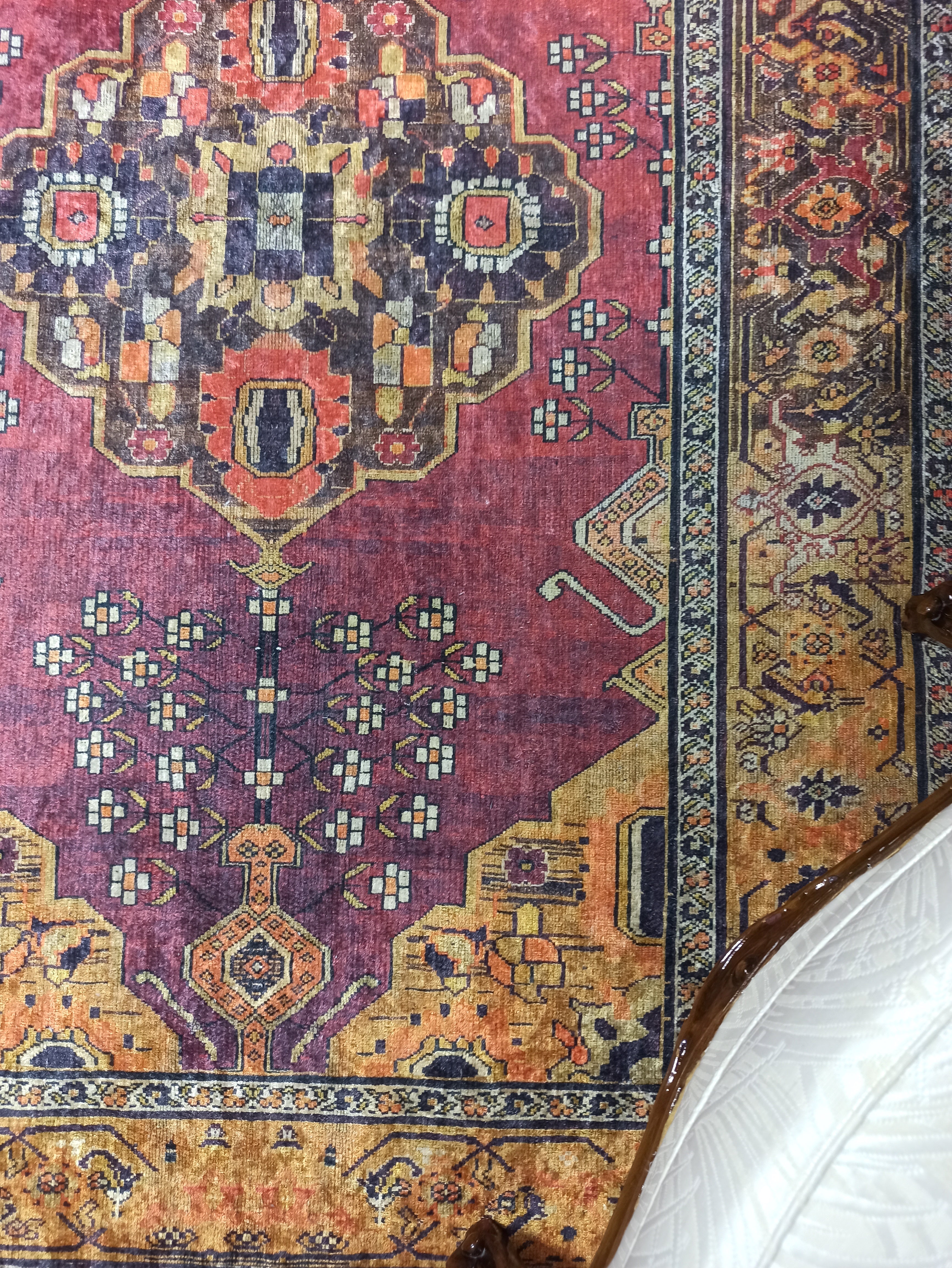 Turkish Oushak Dark Red Beige Rug