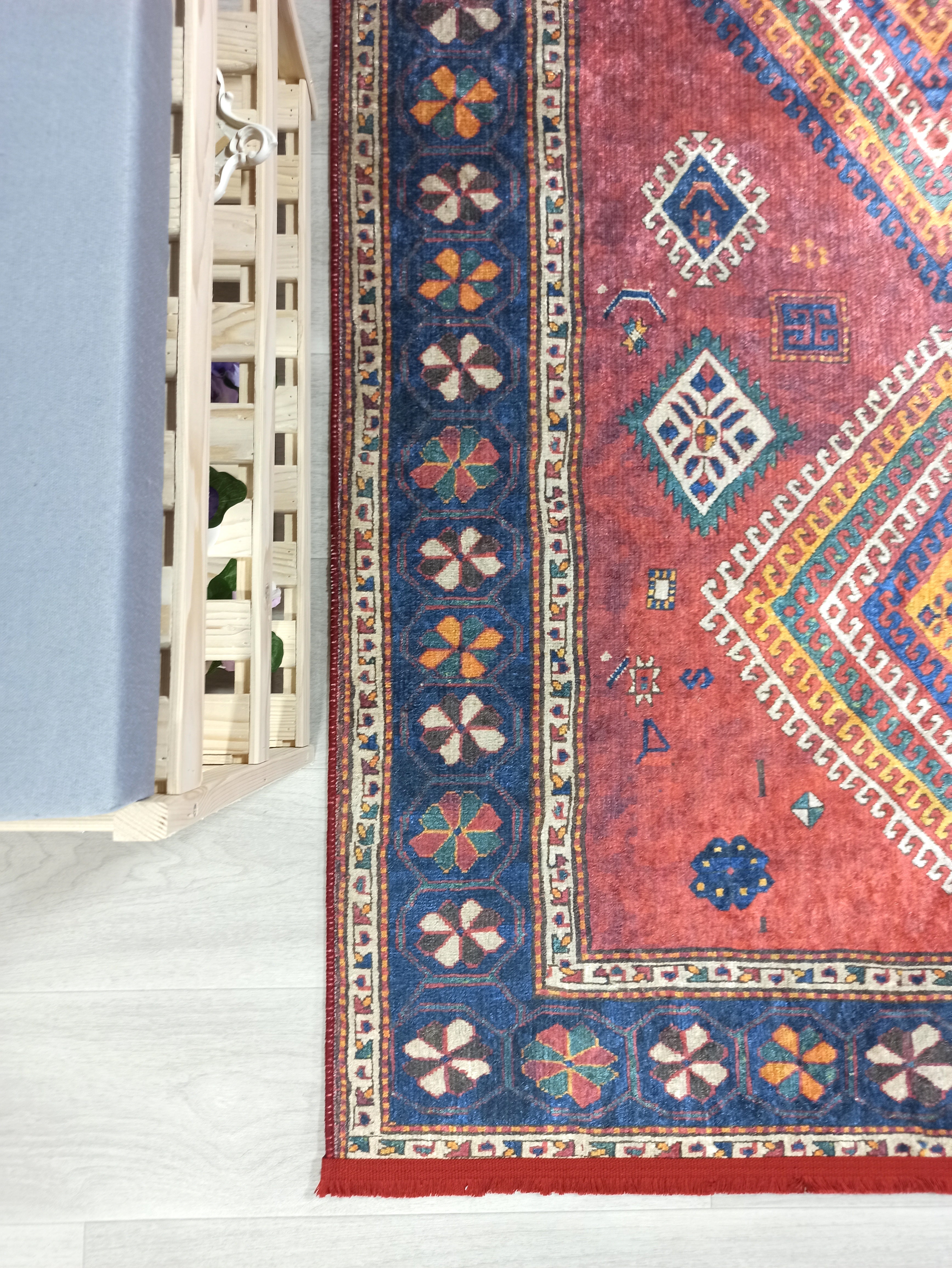 Persian Style Rug, Natural Ivory Colorful Geometry Rug