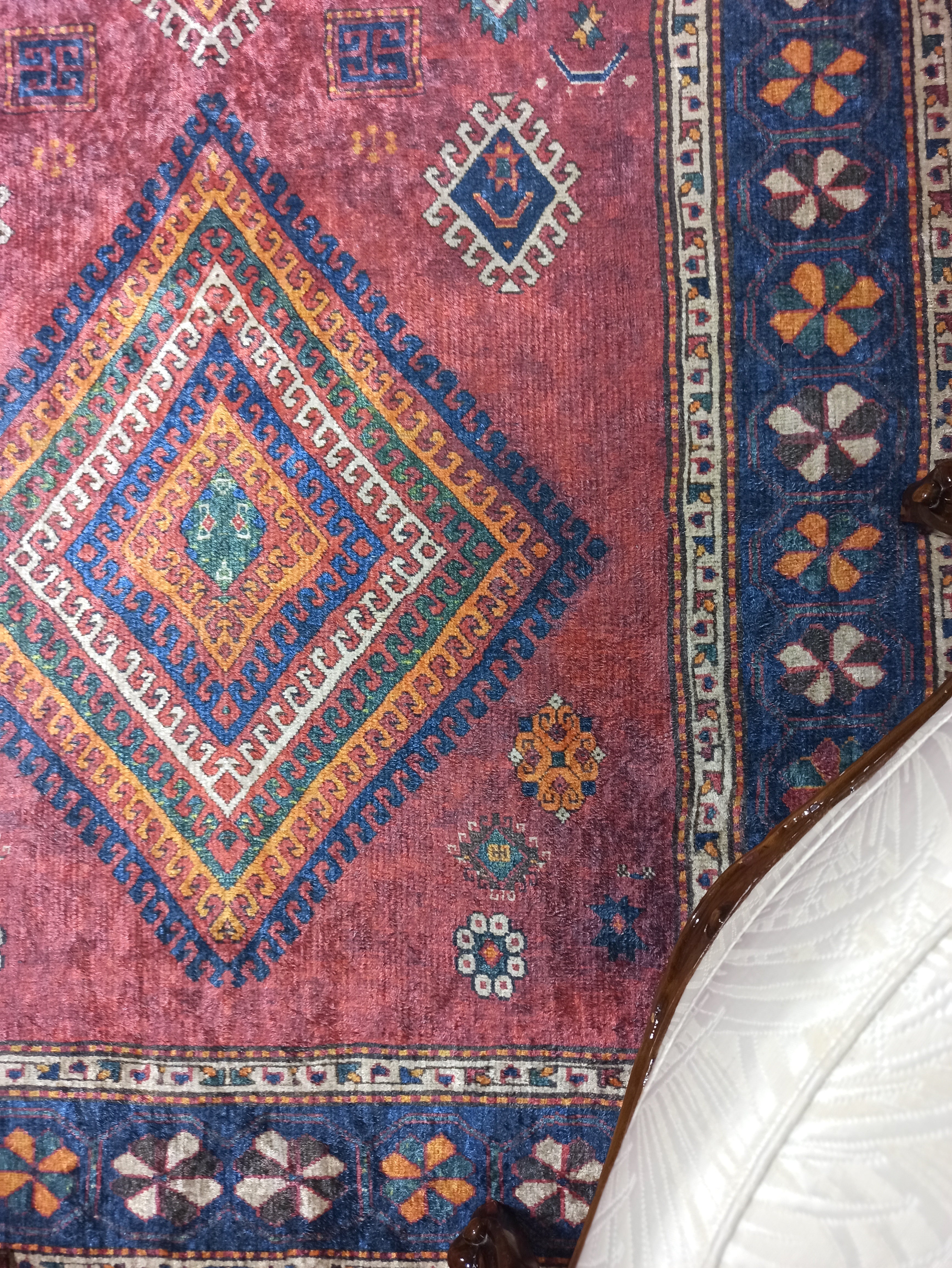 Persian Style Rug, Natural Ivory Colorful Geometry Rug