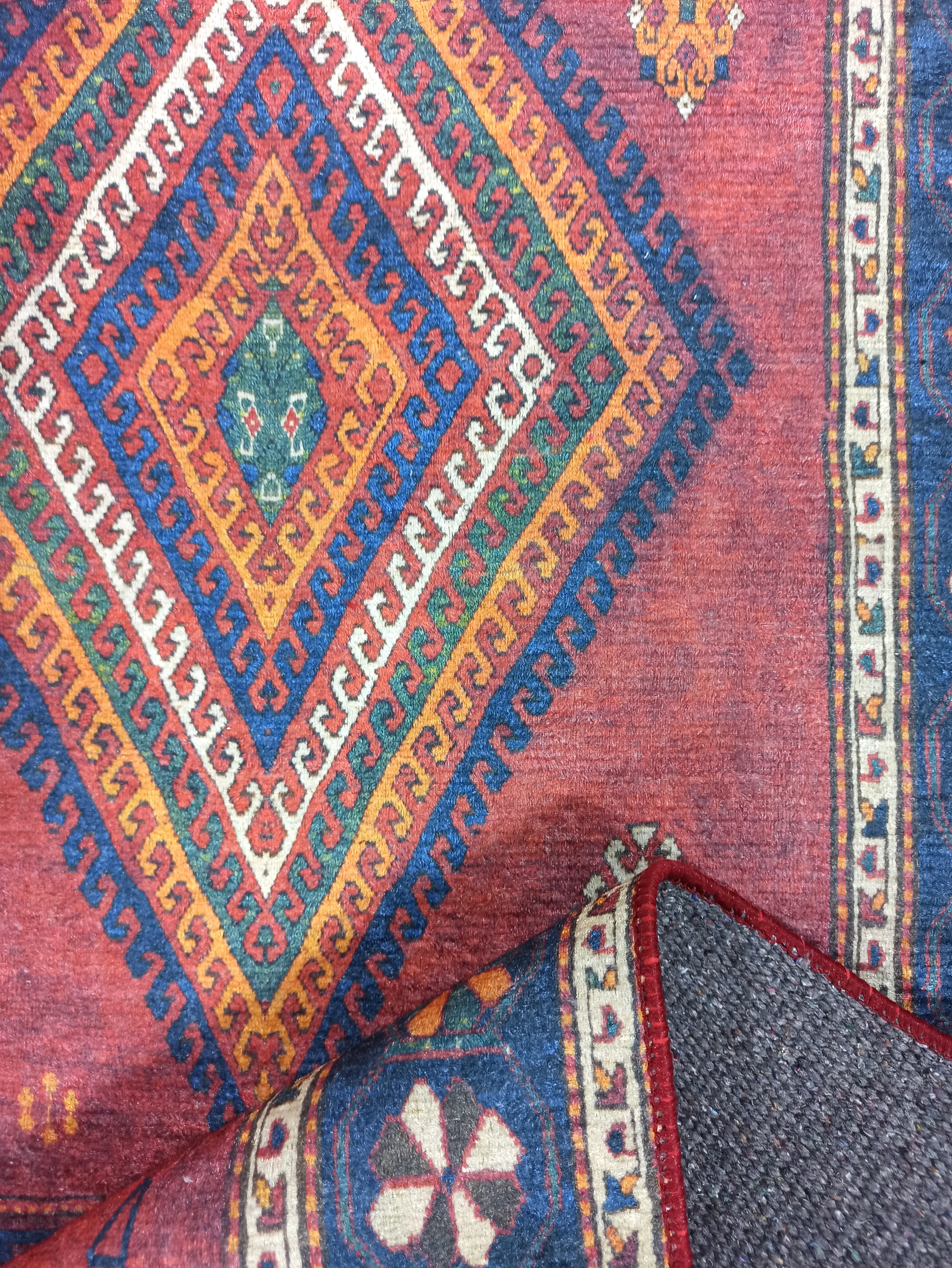 Persian Style Rug, Natural Ivory Colorful Geometry Rug