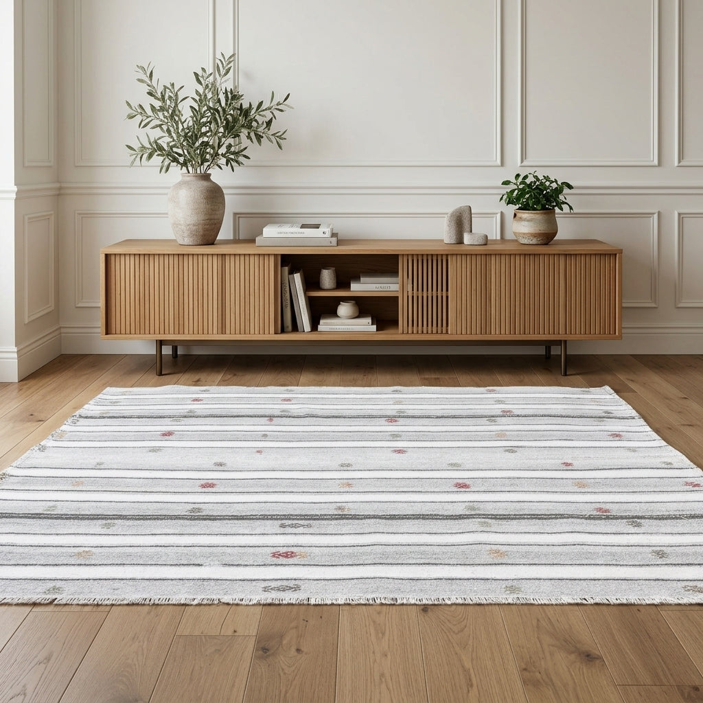 Striped pattern on the Siderodora Harleigh vintage kilim rug – handwoven flatweave in Sivas, Turkey