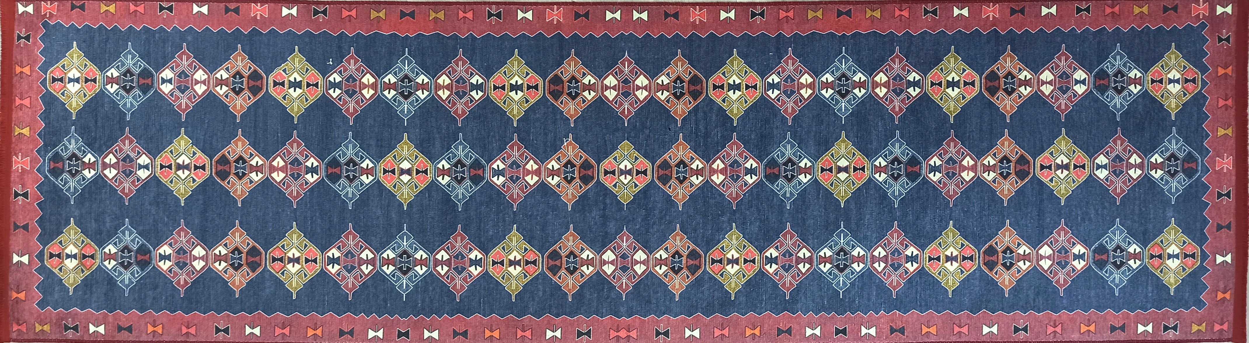 Persian Heriz Blue Red Oriental Area Rug