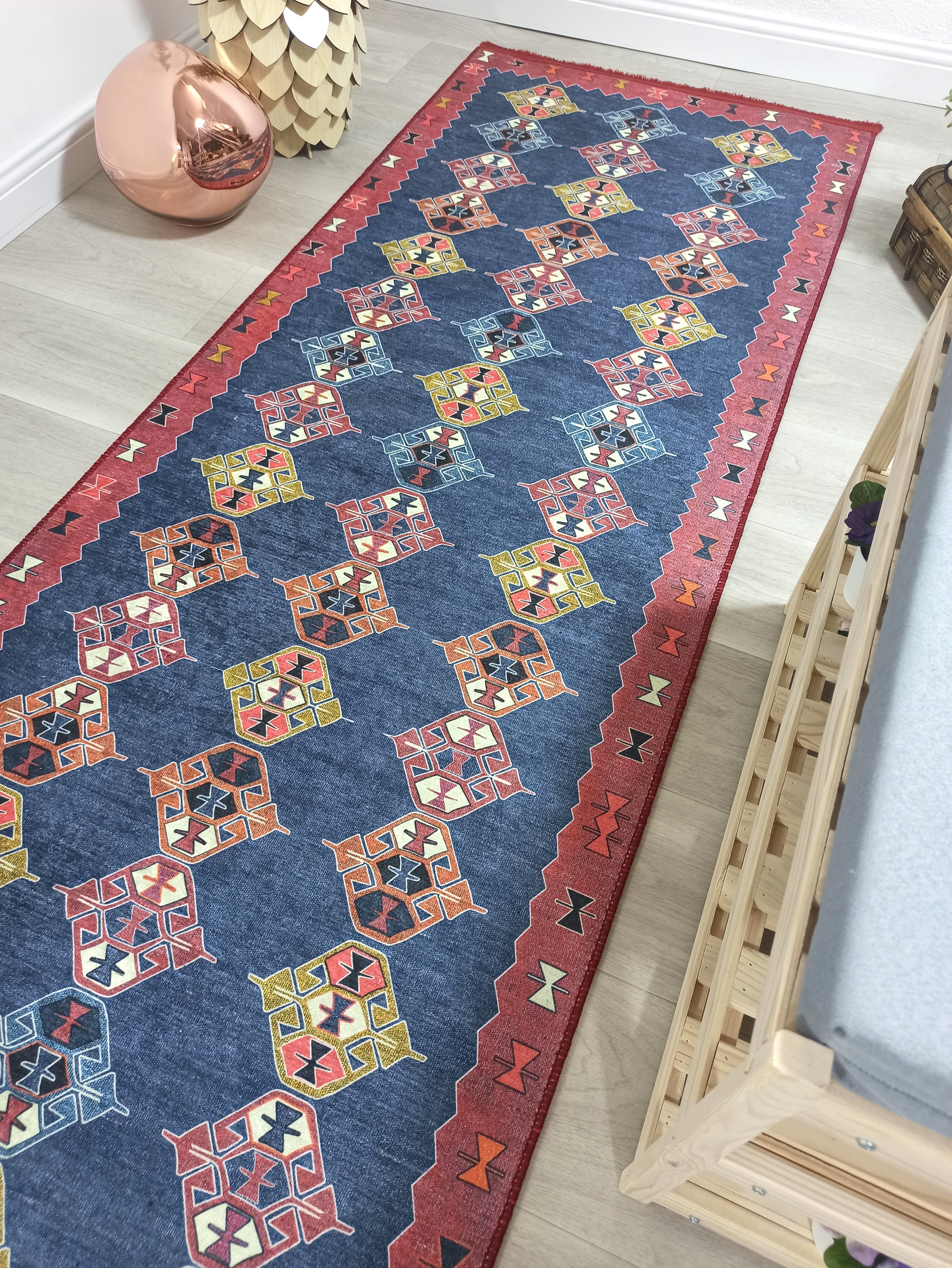 Persian Heriz Blue Red Oriental Area Rug