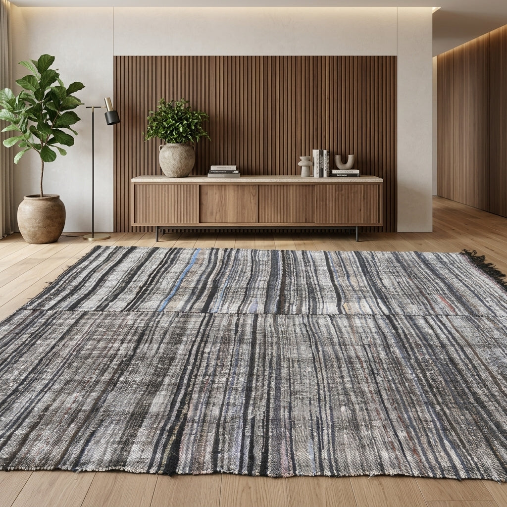 Striped pattern on the Sevdaisik Haslet vintage kilim rug – handwoven flatweave in Sivas, Turkey