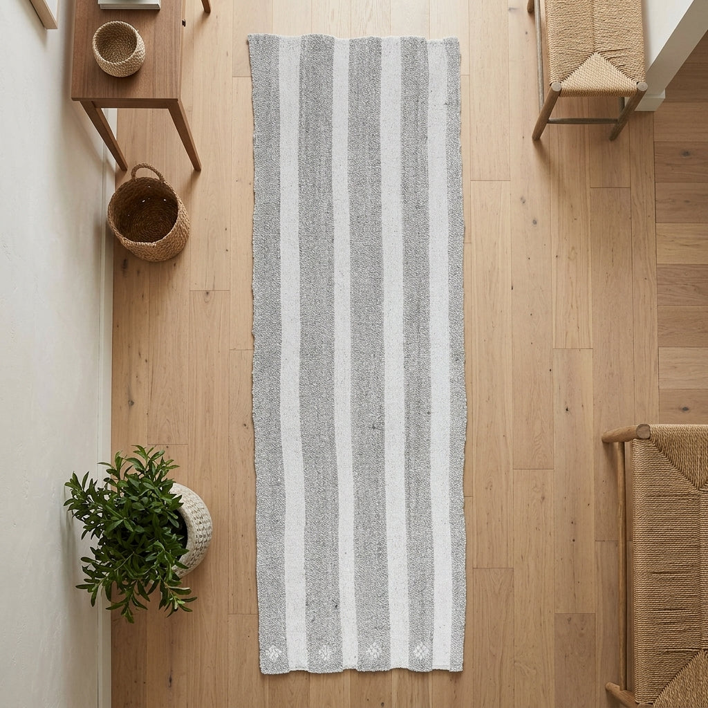 Striped pattern on the Trapezous vintage kilim runner rug – handwoven flatweave in Anatolia, Turkey