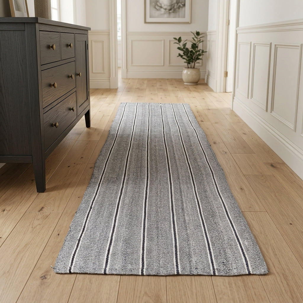 Striped pattern on the Thalassolyra vintage kilim runner rug – handwoven flatweave in Anatolia, Turkey