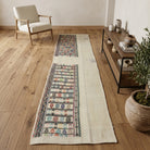 Tribal pattern on the Tarabahce vintage kilim runner rug – handwoven flatweave in Anatolia, Turkey