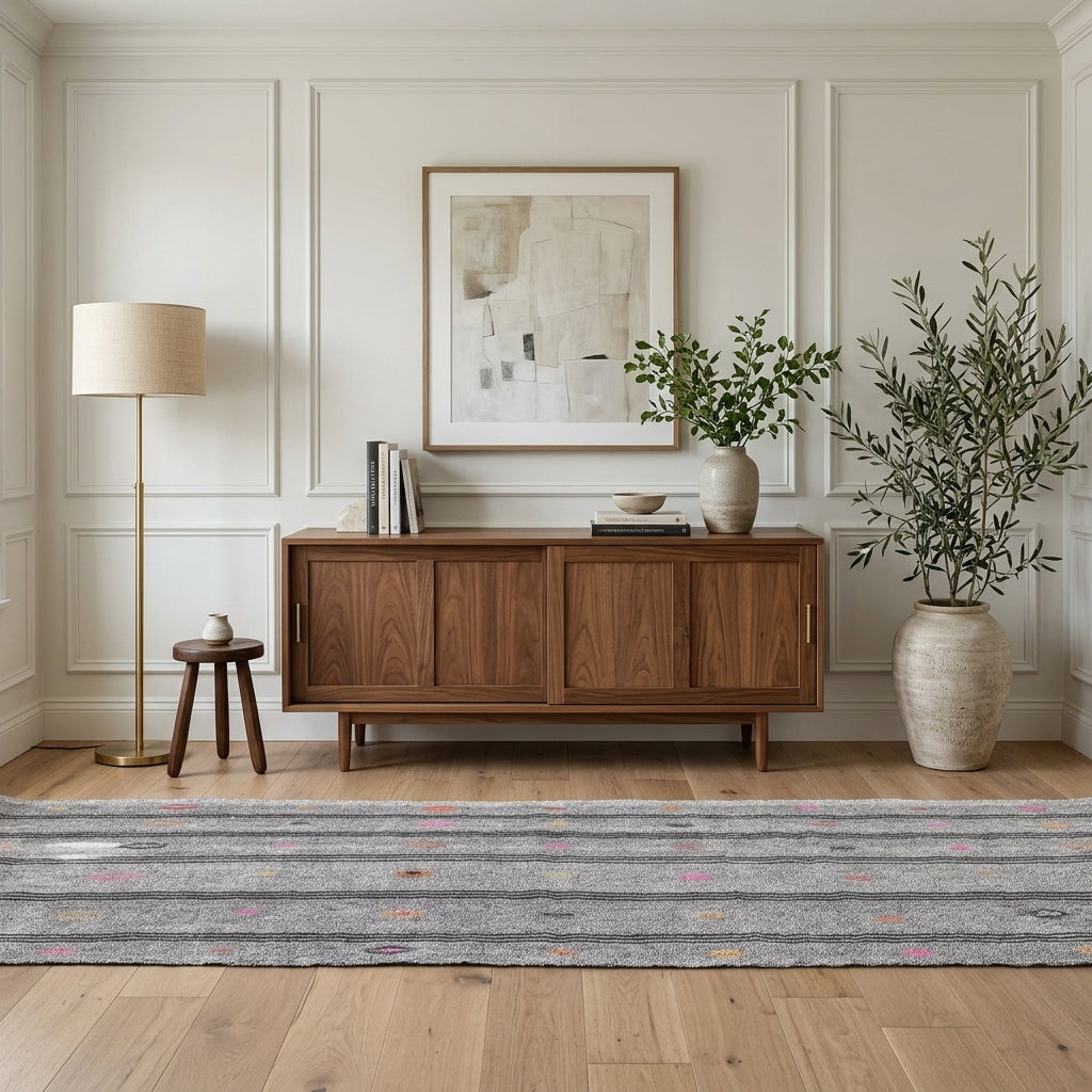 Striped pattern on the Sunbulperi vintage kilim runner rug – handwoven flatweave in Anatolia, Turkey