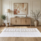 Ikat pattern on the Simavnaz vintage kilim runner rug – handwoven flatweave in Anatolia, Turkey
