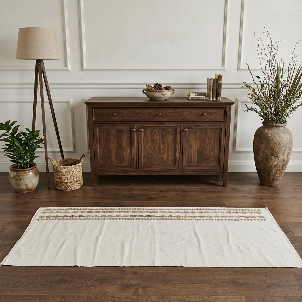 Solid pattern on the Sideromorphe vintage kilim runner rug – handwoven flatweave in Anatolia, Turkey