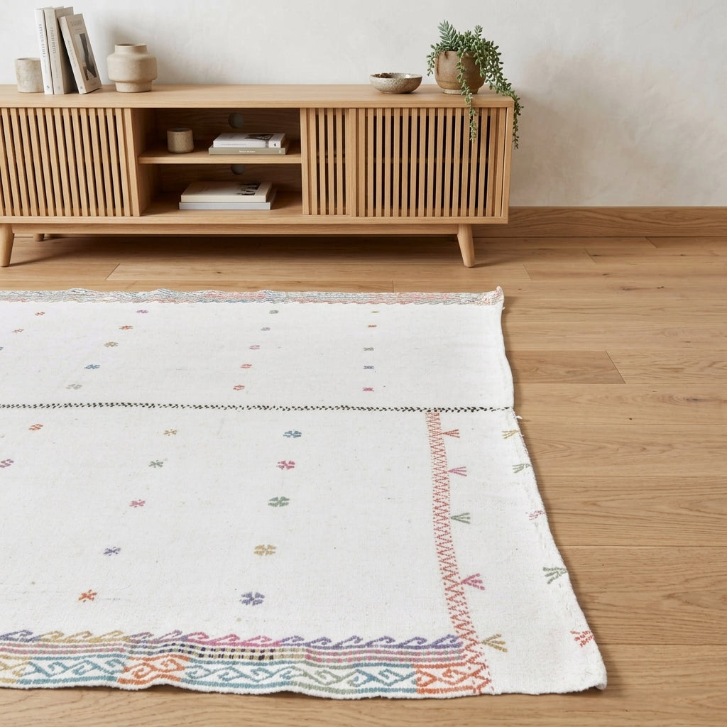 Pattern on the Kallinassa vintage kilim rug – handwoven flatweave in Anatolia, Turkey