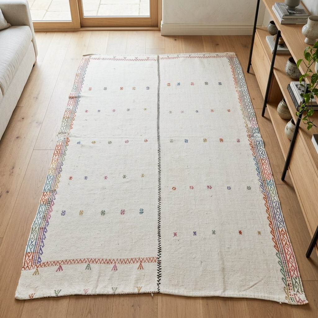 Pattern on the Kallinassa vintage kilim rug – handwoven flatweave in Anatolia, Turkey