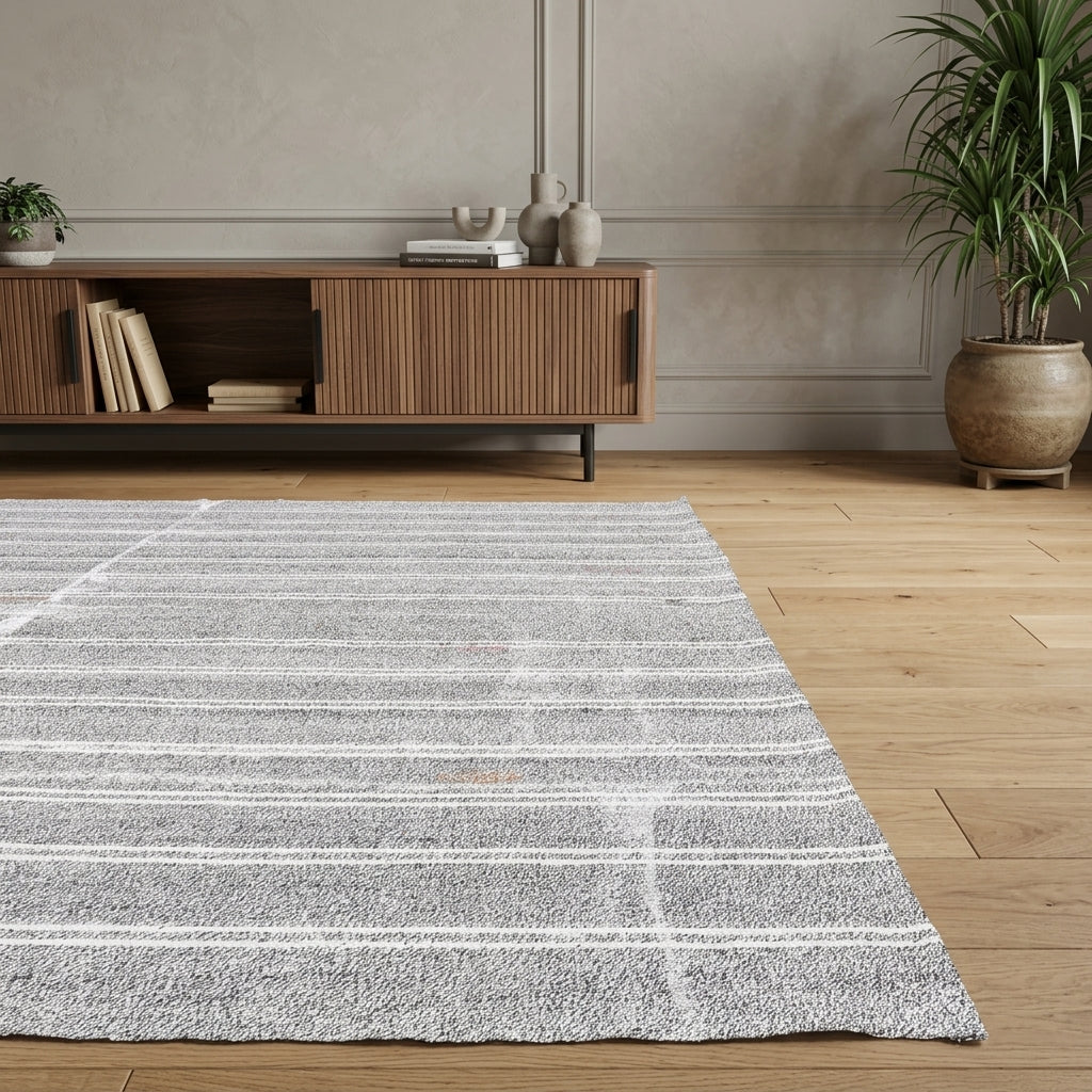 Striped pattern on the Dilperver vintage kilim rug – handwoven flatweave in Anatolia, Turkey