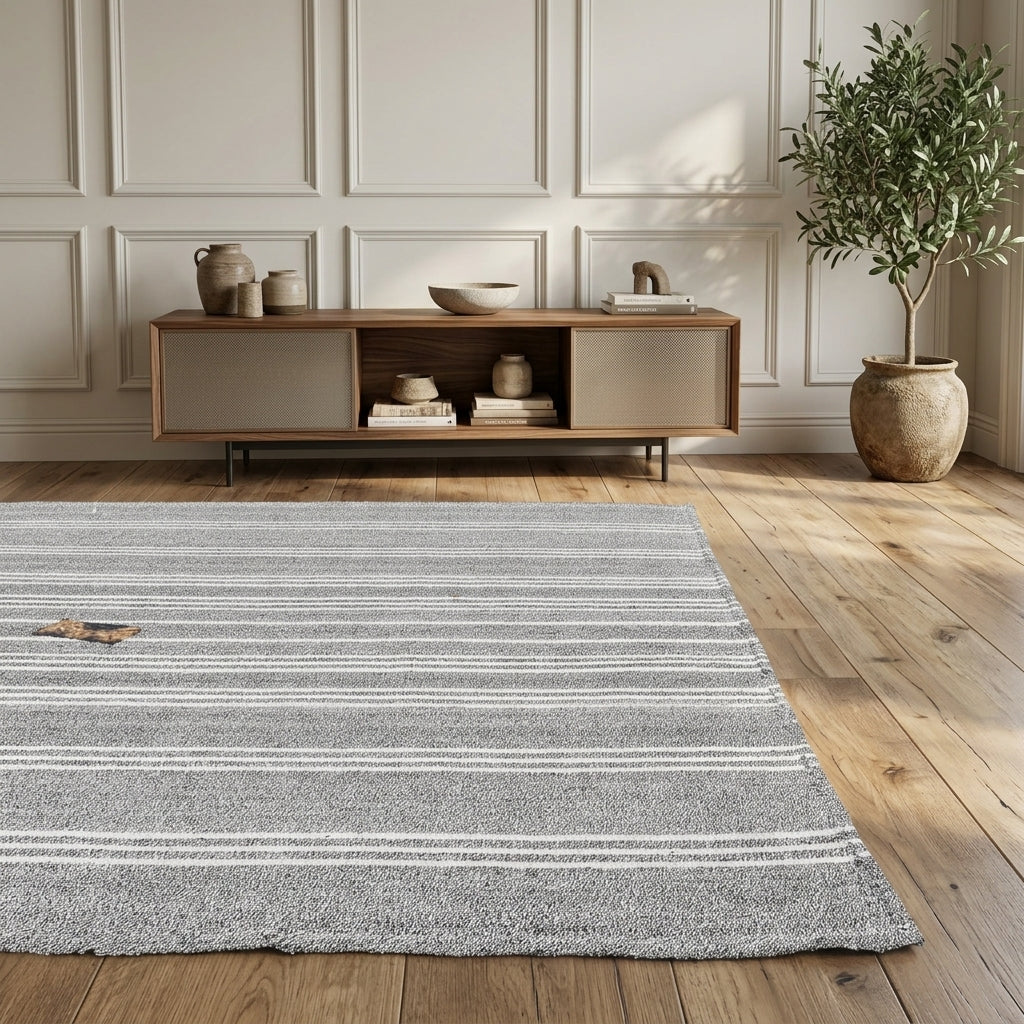 Striped pattern on the Dildeniz vintage kilim rug – handwoven flatweave in Anatolia, Turkey