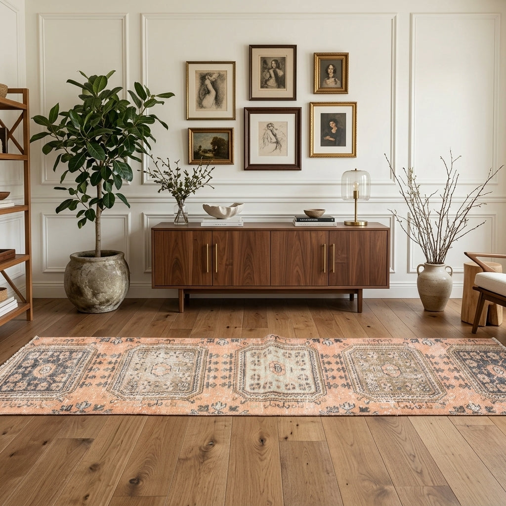 Floral pattern on the Ardicnaz vintage runner rug – handmade in Anatolia, Turkey