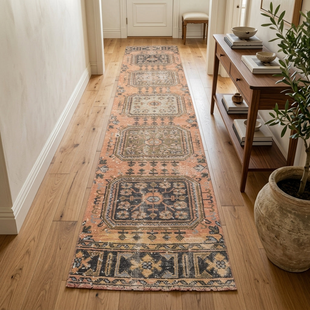 Floral pattern on the Ardicnaz vintage runner rug – handmade in Anatolia, Turkey